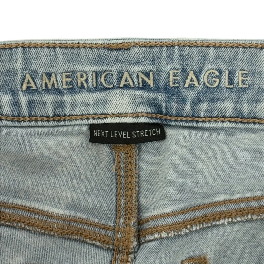 American Eagle Next Level Stretch Blue Raw Hem Cutoff Distressed Daisy Shorts 6